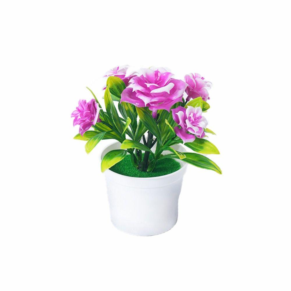 Многоцветная искусственная роза бонсай ремесло реалистичные горшечные растения креативная имитация цветы в горшках