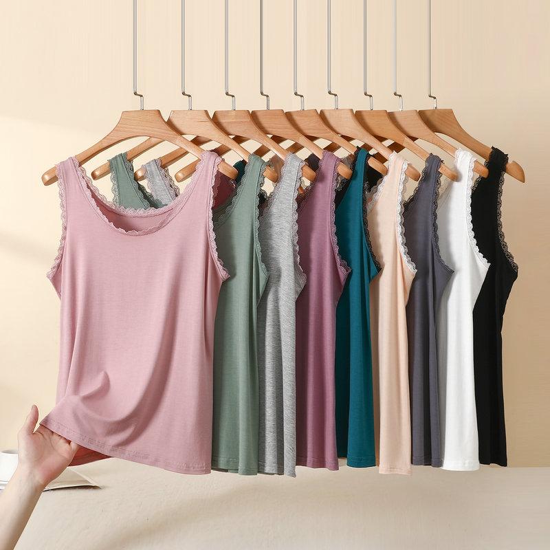 Большие размеры от L до 4XL Кружевные майки с круглым вырезом Женские кружевные комбинации Бралетты Повседневные для многослойного ношения Без рукавов Футболки