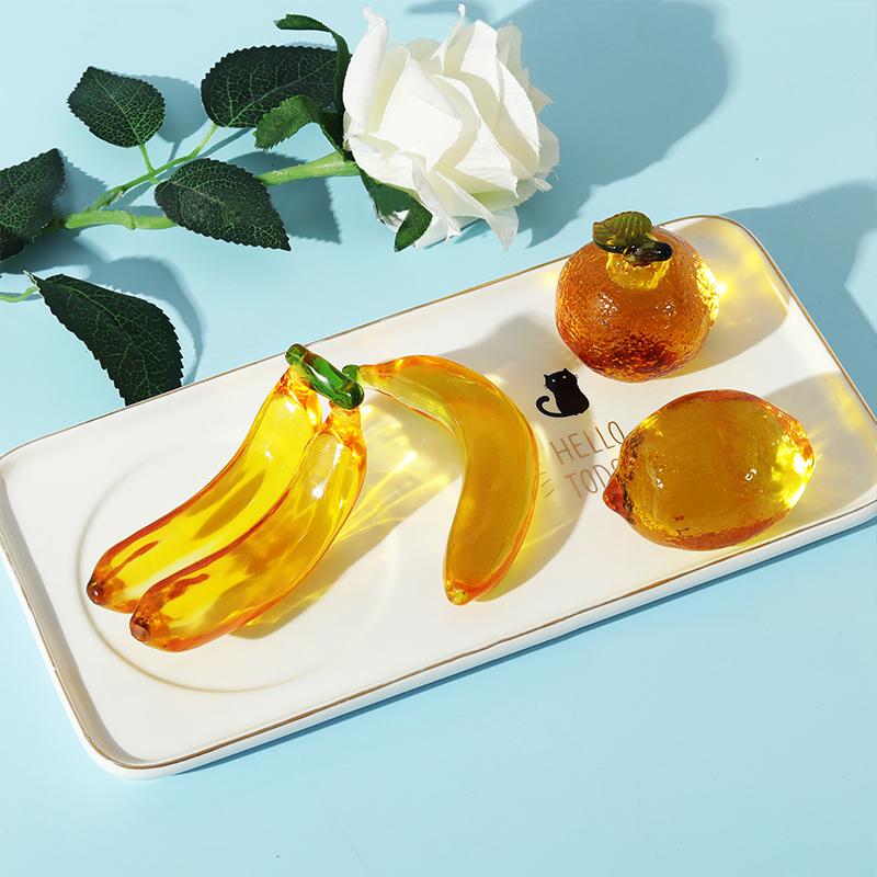 1шт хрустальная скульптура из фруктов, украшение для дома и кухни, ручная работа, стеклянная статуэтка из клубники, лимона, банана, груши