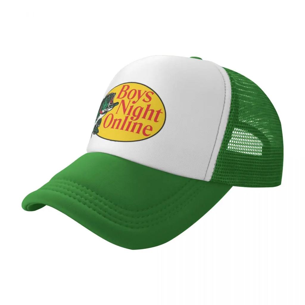 New BNO Boys Night Online Bass Pro Fishing Printing Mesh Baseball Cap Unisexs Highend Snapback Caps  New Sunscreen Hat
