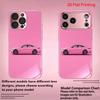 2DFlat electroplated tempered glass phone case,Pink Car Side View,suitable for iPhone 18 Pro Max 17 16 15 14 13 12 11