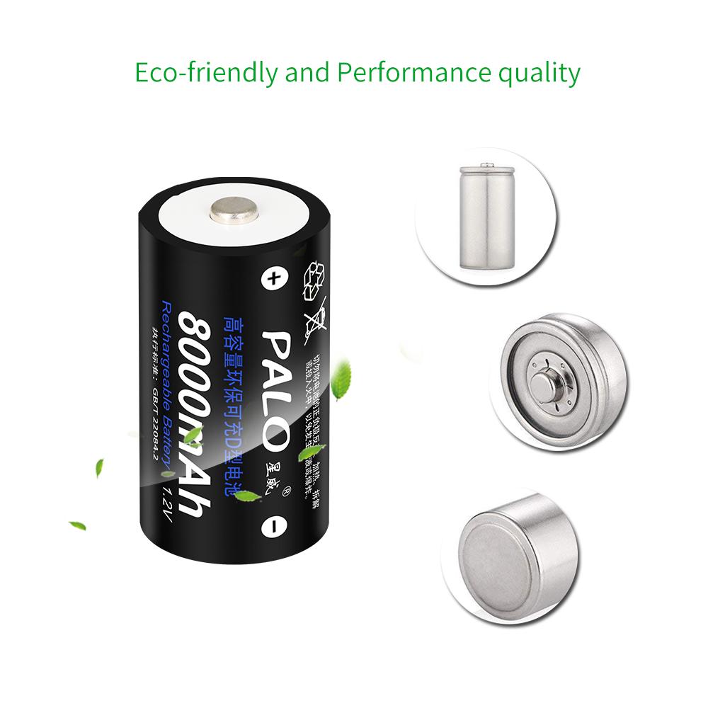 PALO 4 шт./компл., 8000 мАч, 1,2 В, размер D, аккумуляторные батареи для фонарика, газовой плиты, радио-холодильника