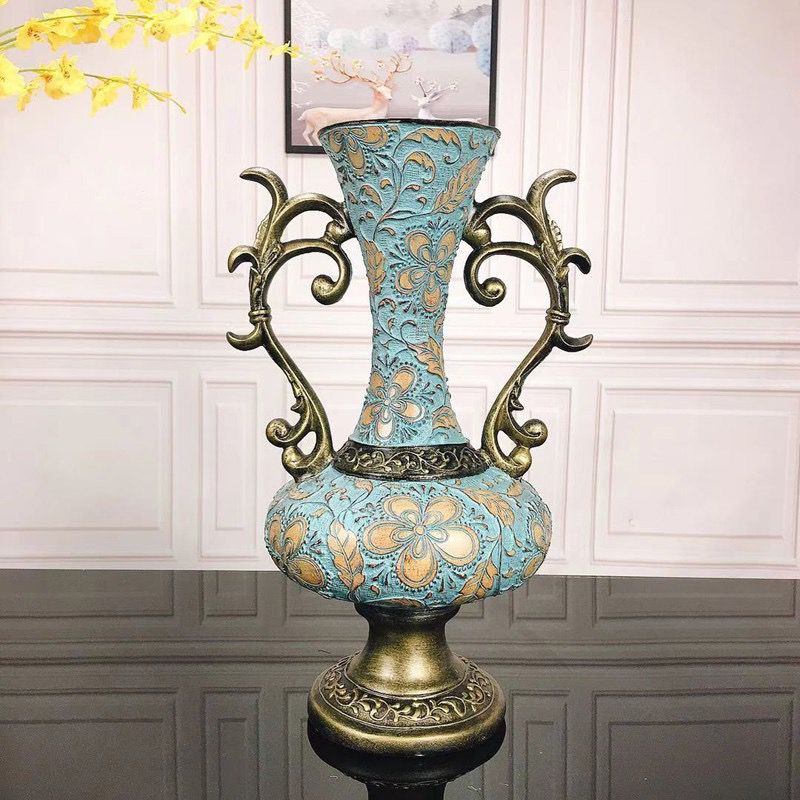 Европейская ретро смоляная ваза, украшение, декор для дома, гостиной, стола, искусственный цветочный горшок, орнаменты, поделки, магазин, отель, клуб, украшения