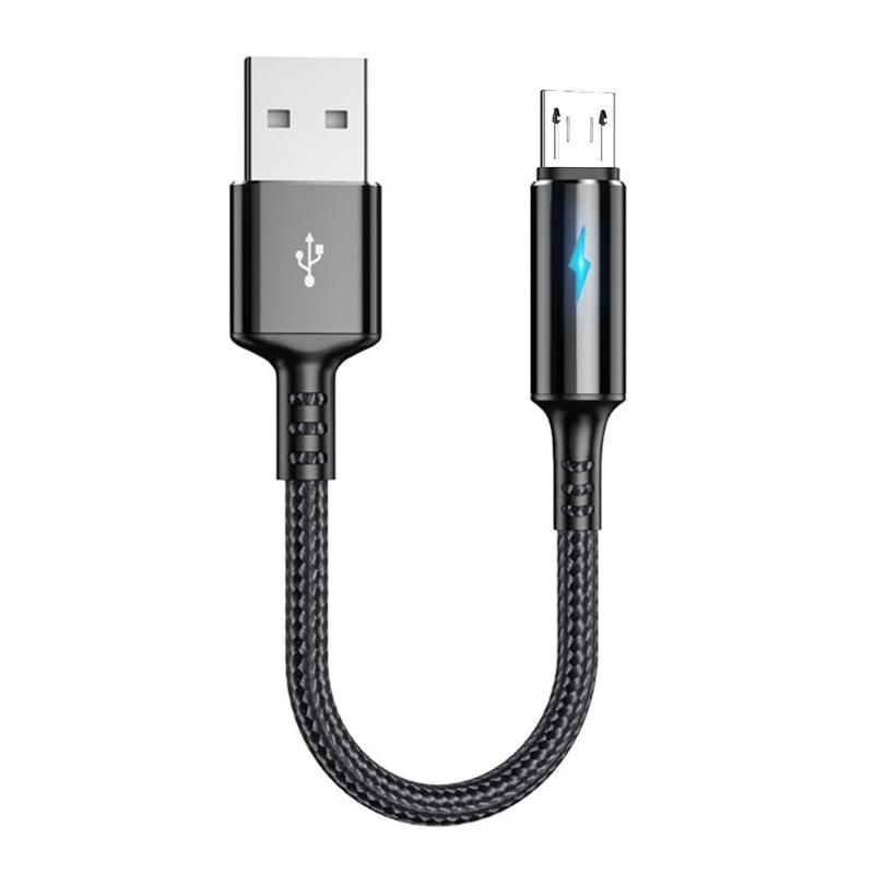 Короткий кабель Micro USB, кабель USB на Micro USB в нейлоновой оплетке для быстрой зарядки, поддержка передачи данных 480 Мбит/с