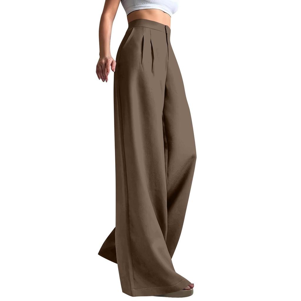 Рабочие брюки женские деловые повседневные с высокой посадкой и широкими штанинами, нарядные рабочие наряды