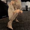 Pointed High-heeled Boots for Women's Autumn New Apricot Suede Elastic But Knee Thick-heeled High Boots