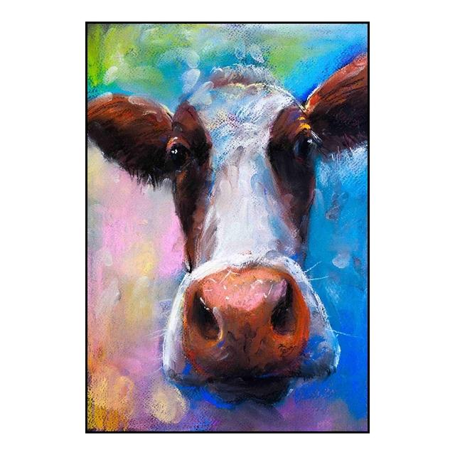 Abstract Colorful Cow Head Canvas Painting on The Wall Art Posters and Prints Modern Animal Pictures for Kids Room Home Decor No Frame