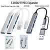 2-в-1 двухголовая USB-C док-станция с 4-портовым USB 3.0 разветвителем