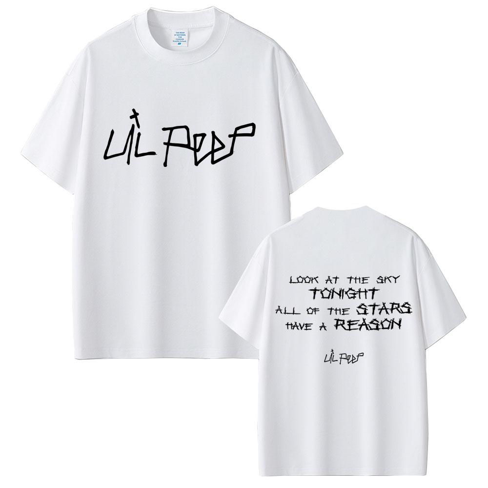Рэпер Lil Peep Посмотри на небо сегодня Все звезды имеют причину Футболки Мужские Женские Хип-хоп Мода Поп-музыка Футболки
