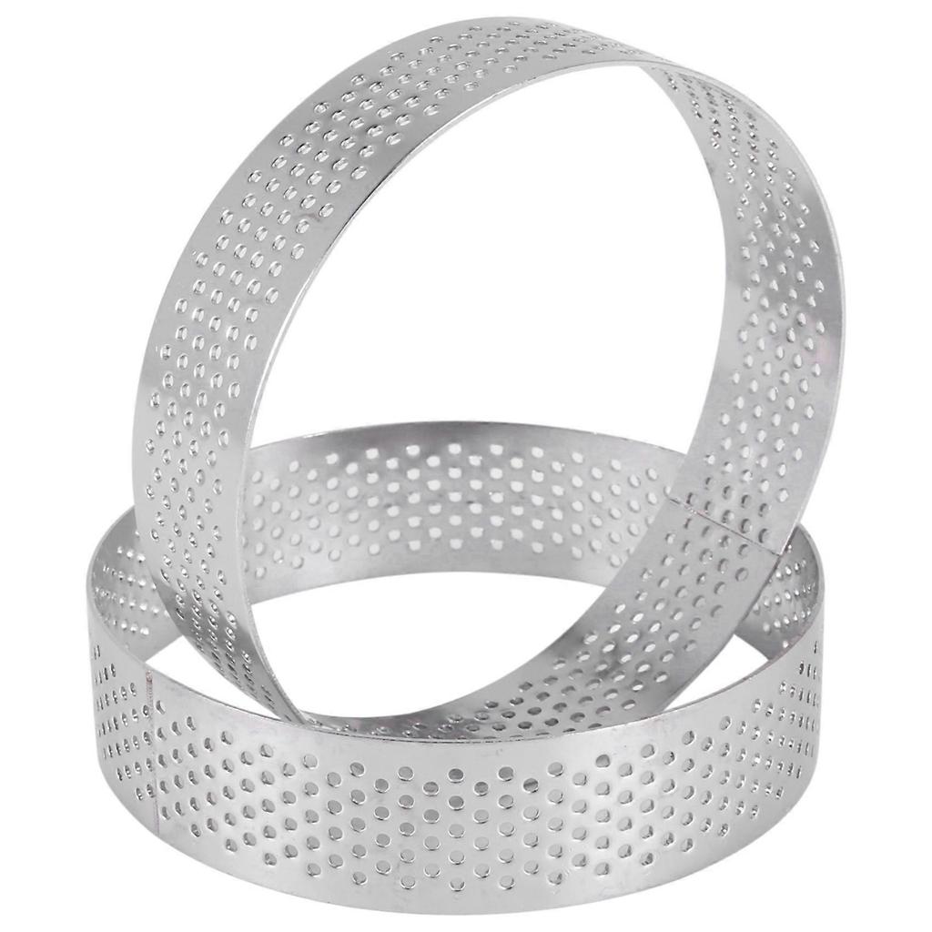 60 Pack Stainless Steel Tart Ring, Heat-Resistant Perforated Cake Mousse Ring, Round Ring Baking Doughnut Tools, 8cm