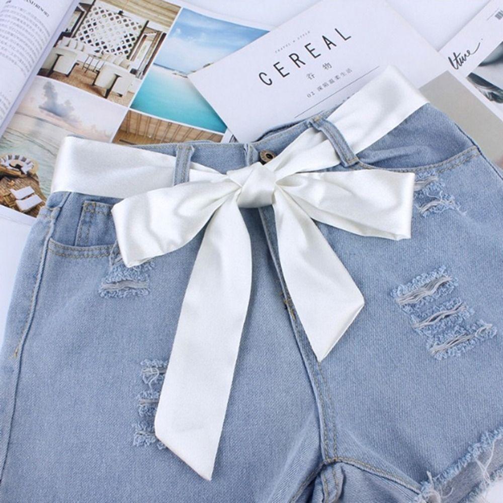 Waistbands Silk Scarf Solid Color Ribbon Knot Rope Fashion Long Scarf Ladies