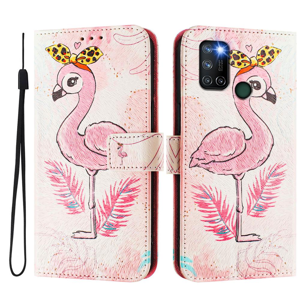 Роскошный кожаный чехол-книжка с рисунком фламинго для Oppo A72/A52/A92 4G,A36 4G,Reno 8/9,Realme 8/9/10/11/12...