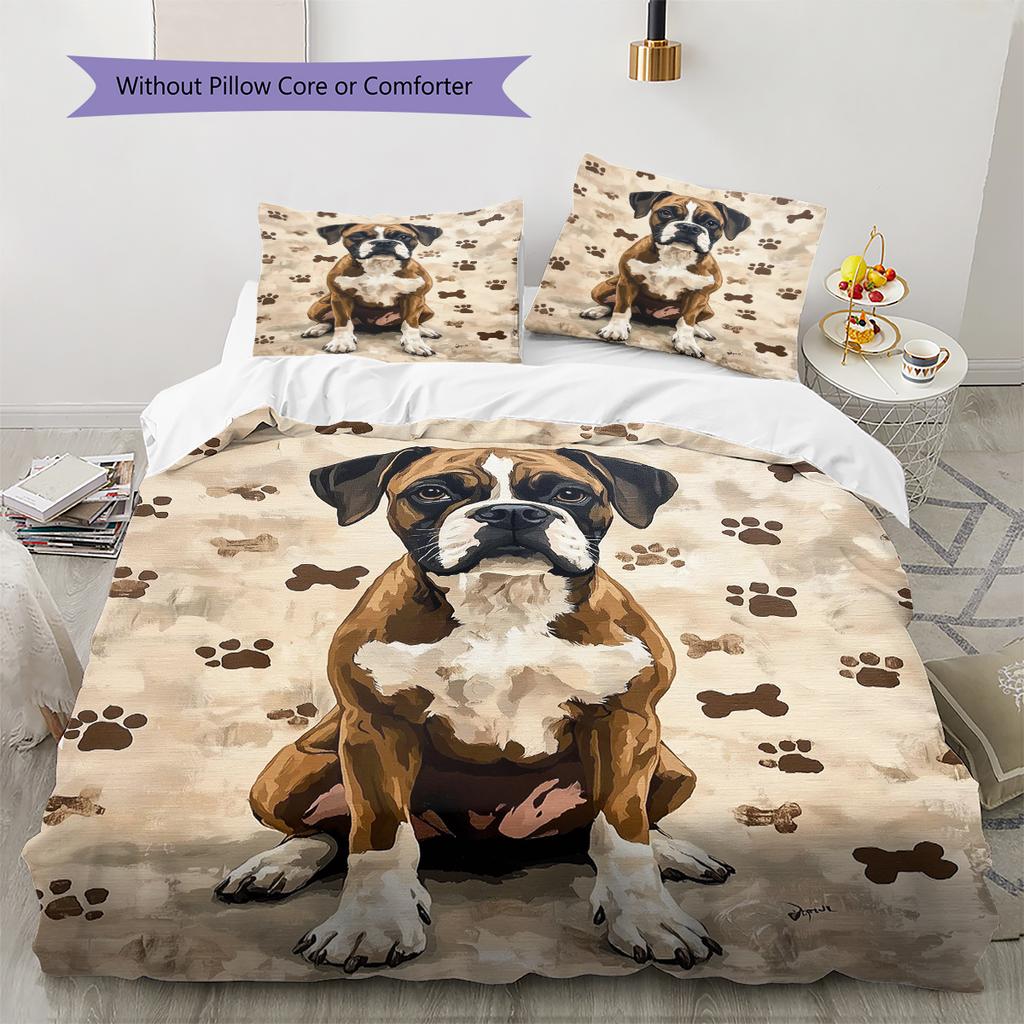 Dog&Bone Pattern Bedding Quilt Set Quilt Cover Pillowcase Home Decoration Birthday Gift (1 * duvet cover + 2 * pillowcase, without core)