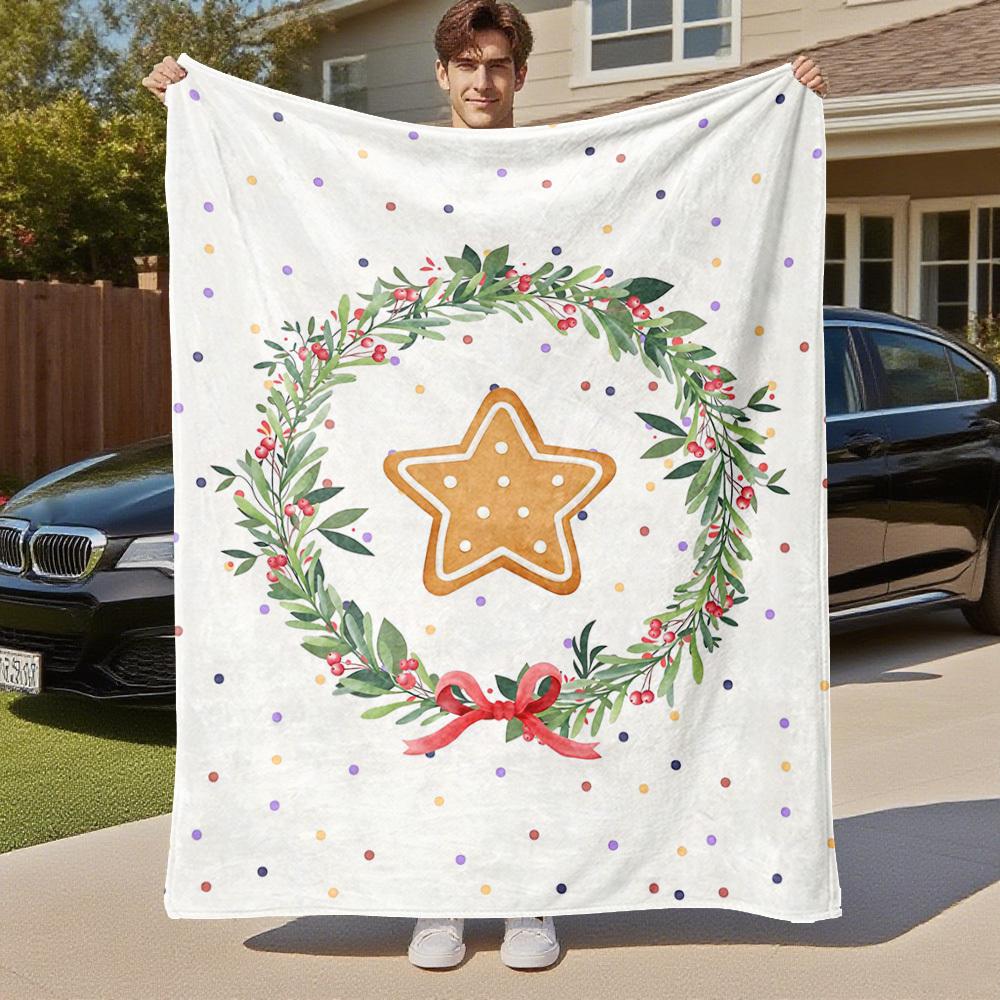 1pc Christmas star Outdoor Flannel Blanket Soft Warm All-Season Throw for Sofa Bed Car Camping Office, Cozy Gift Idea1149S