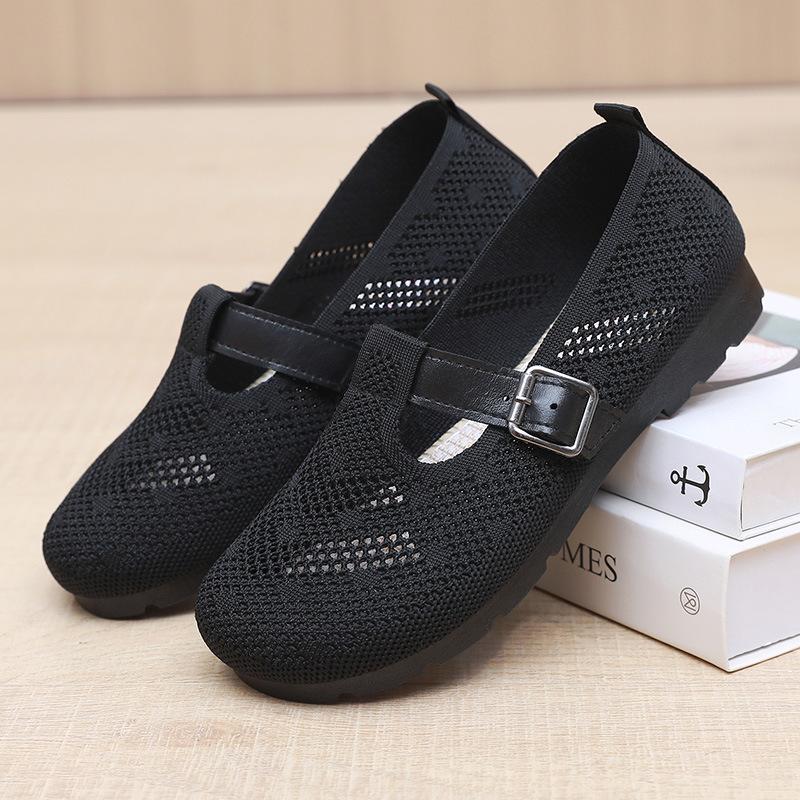 Старые пекинские тканевые туфли женские новые оригинальные мягкая подошва для среднего и пожилого возраста туфли для мамы дышащие туфли из летучей ткани легкие и повседневные педали