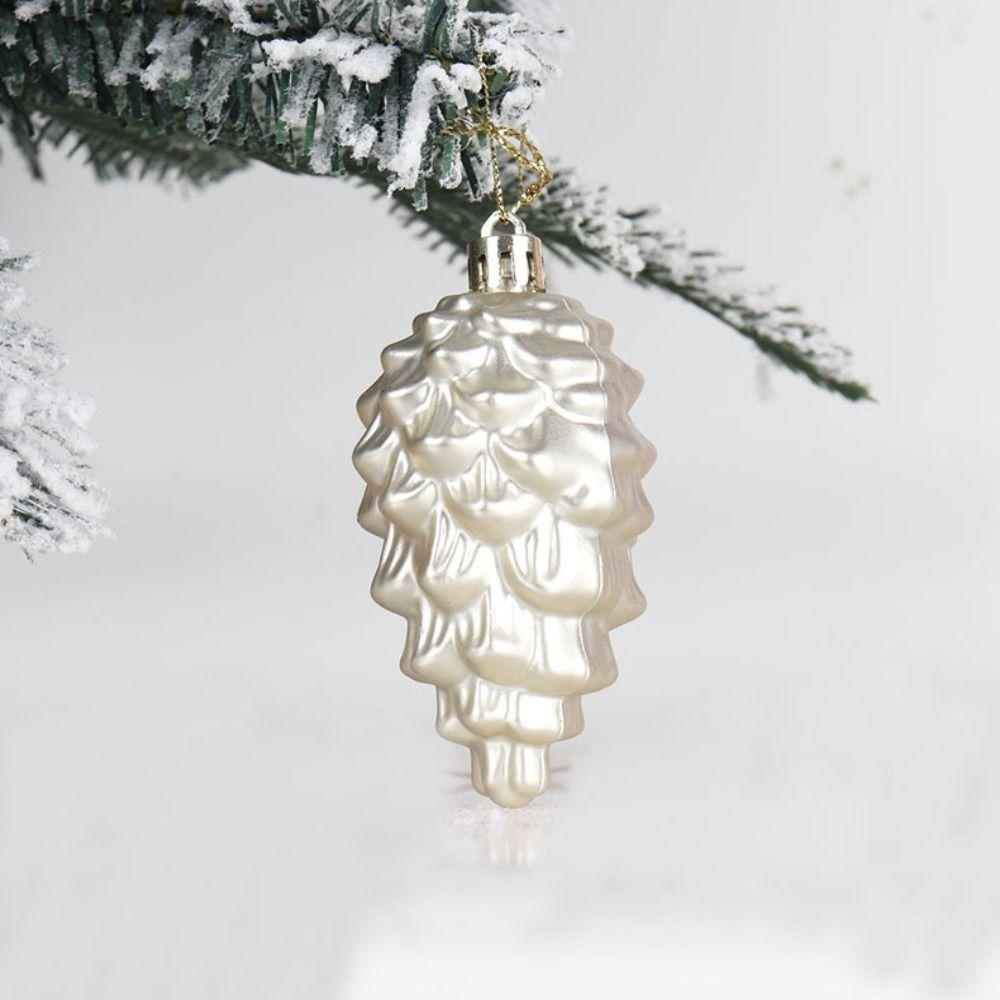 8 шт. Пластиковый Рождественский Подвесной Кулон Яркие Матовые Украшения Прочные Сосновые Шишки Домашняя Вечеринка