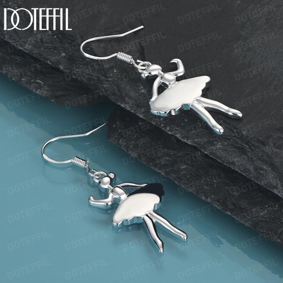 Серьги-подвески для пирсинга с танцующей девушкой из стерлингового серебра 925 пробы, модные свадебные украшения
