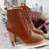 Женские модные ботинки на шнуровке, повседневные одинарные ботинки большого размера на толстом каблуке