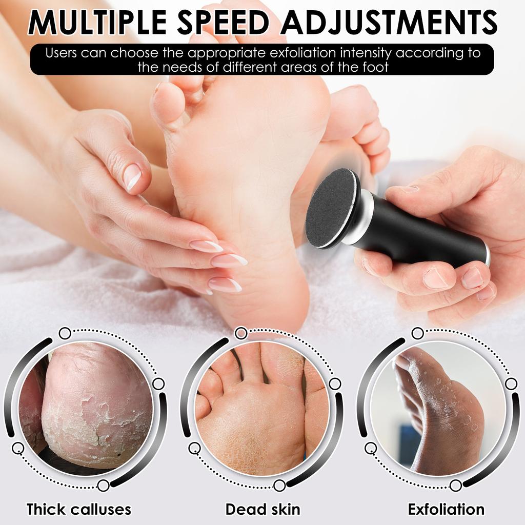 Электрическая пилка для удаления мозолей на ногах, перезаряжаемый инструмент для педикюра, регулируемая пилка для стоп, портативное средство для удаления мозолей со сменной наждачной бумагой