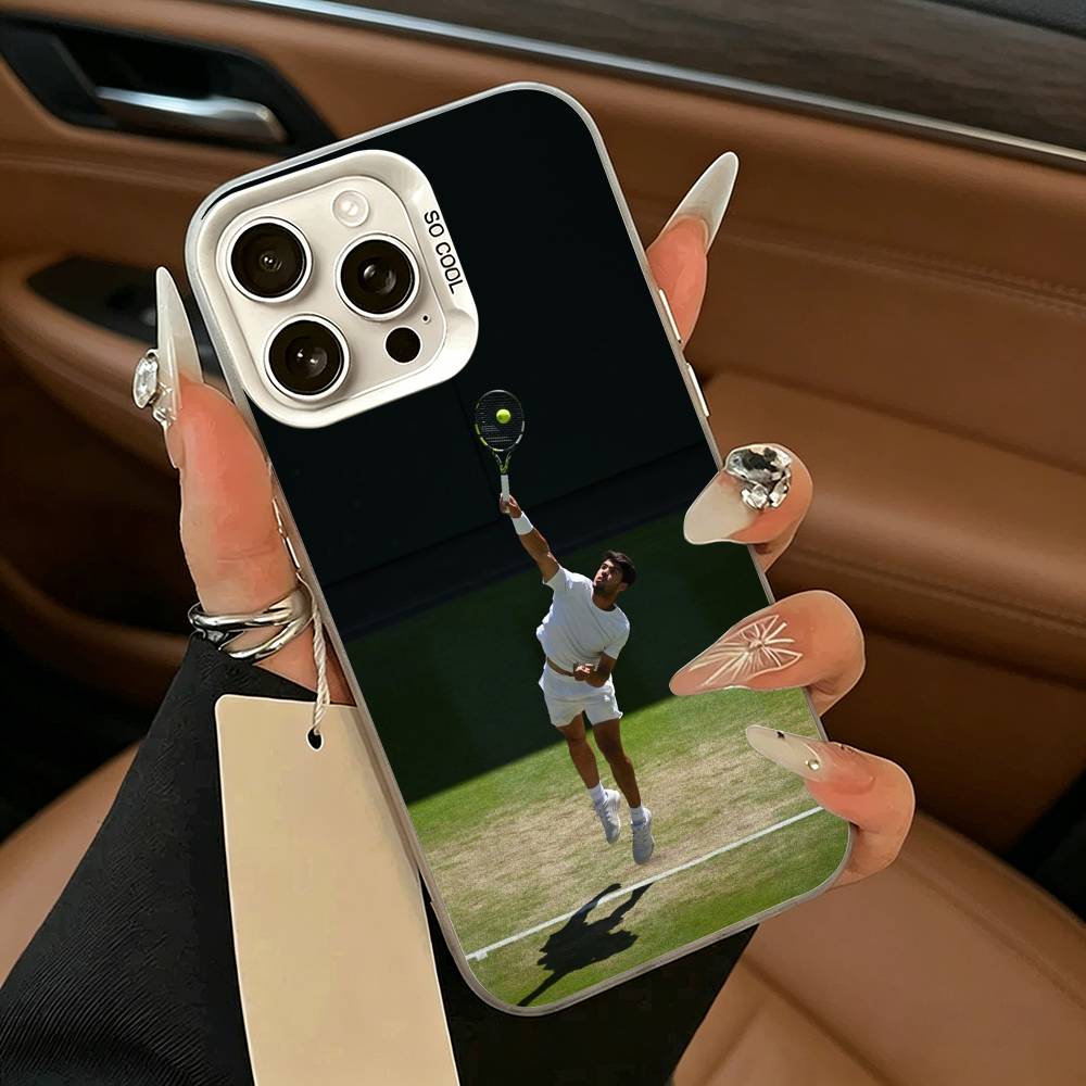 C-Carlos -A-Alcaraz-Tennis Phone Case For iPhone 11 12 13 14 15 16Pro Max Plus white Sliver Phone Cover