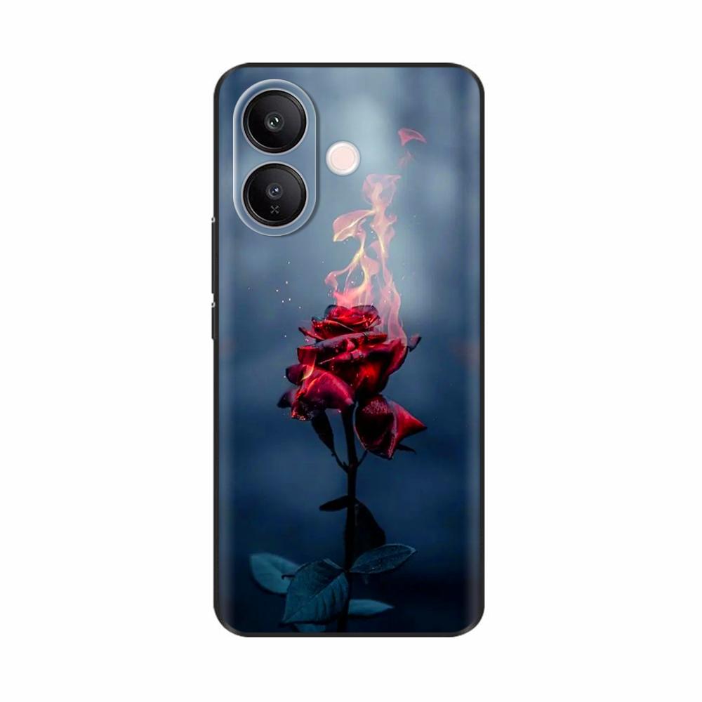 Чехол для телефона Vivo V60 Lite 4G с узором из цветов, мягкий черный силиконовый защитный корпус, задняя крышка для Vivo V60 VivoV60 Lite Funda