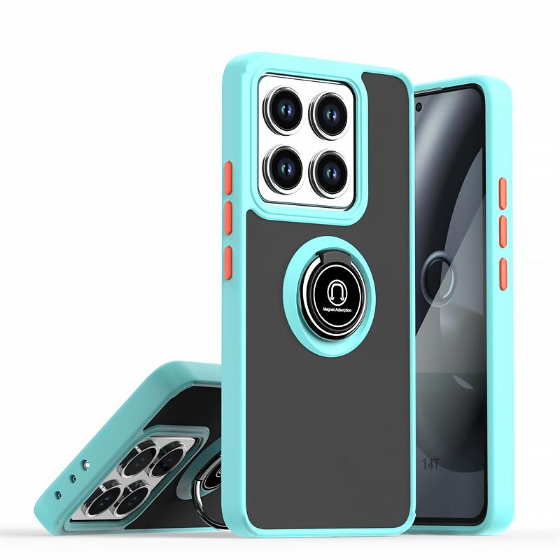 Ударопрочный Жесткий ПК Полупрозрачный Фунда Для Xiaomi 14T 14TPro Чехол Автомобильный Магнитный Держатель Броня Кольцо Задняя Крышка для Xiaomi14T 14 T Pro