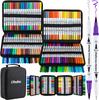 Кисть-маркер Ohuhu Art Watercolor Fude Fine Picture Coloring Storage Case включает в себя 160 ручек, наконечников, ручек, на водной основе, тип, Fude/дополнительная кисть, яркая,