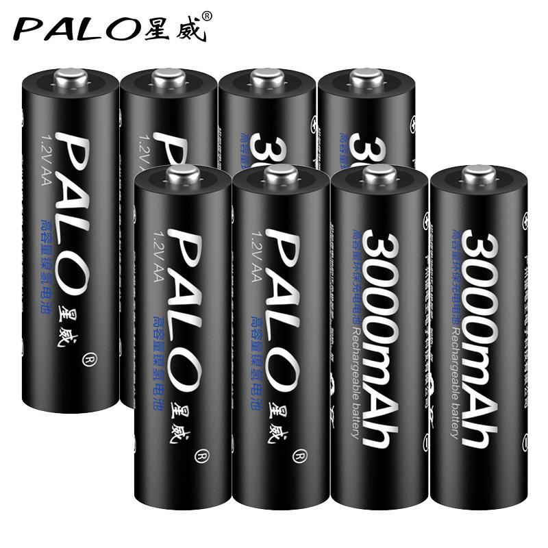PALO 8pcs AA Battery 1.2v Ni-mh 3000mah 2A Battery for Toys Camera Microphone MP3/mp4 Player Free Combination Multi-function Battery