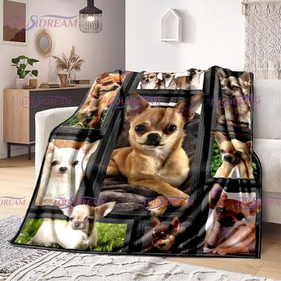 Фланелевое одеяло с животным 3D одеяло для собаки чихуахуа, мягкое плюшевое постельное белье, одеяло для дивана, уютное одеяло для декора дома и офиса