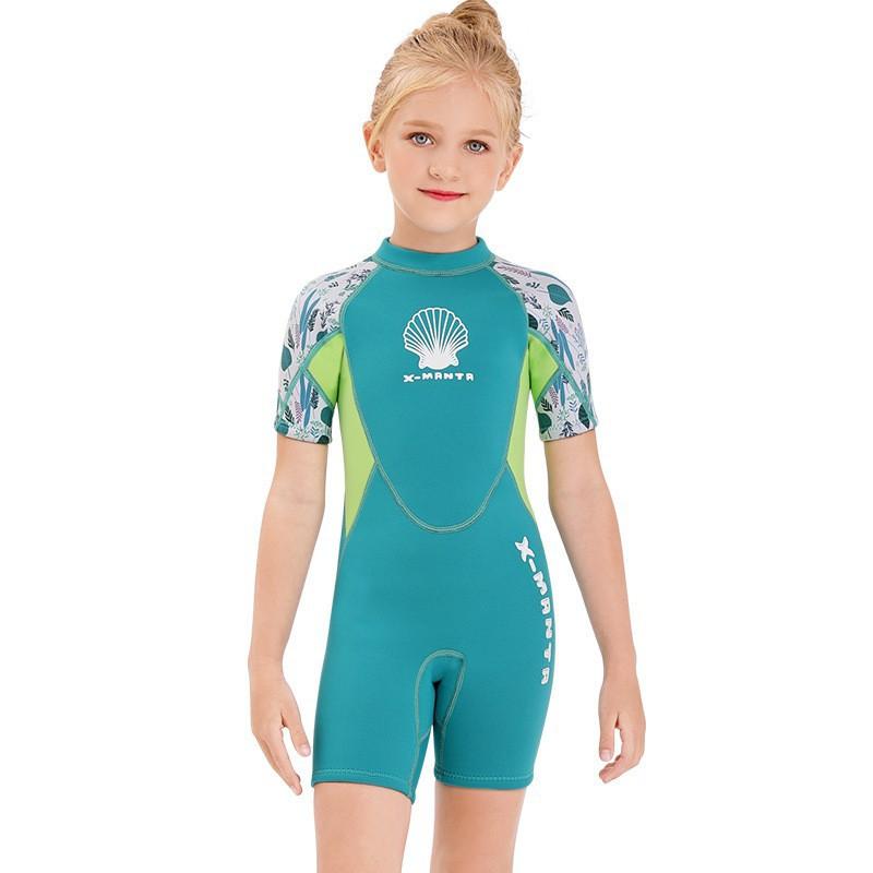 2.5mm Neoprene Kids Wetsuit Swimming Diving Snorkeling Surfing Jellyfish Protection Short Sleeve Girls Winter Use