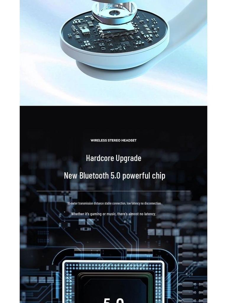 B39 Over-Ear Bluetooth Headphones: Cool Light Effects, Card Slot, Excellent Sound Quality for Male and Female Students