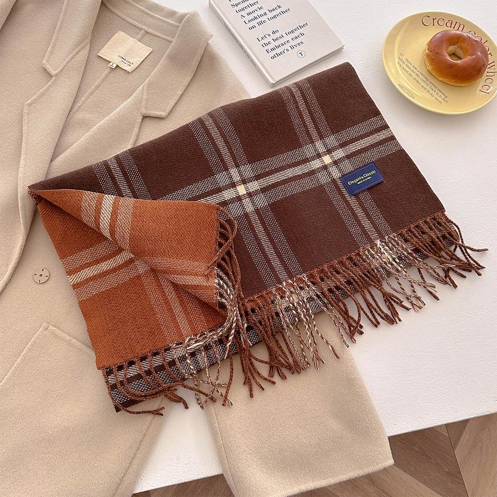 Autumn New Style Imitation Cashmere Simple Striped Scarf Fashionable Warm Couple Student Scarf Thickened Shawl