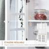 Kitchen Buffet, Tall Kitchen Storage Cabinet, Storage Unit with Worktop, 3 Glass Doors, 2
