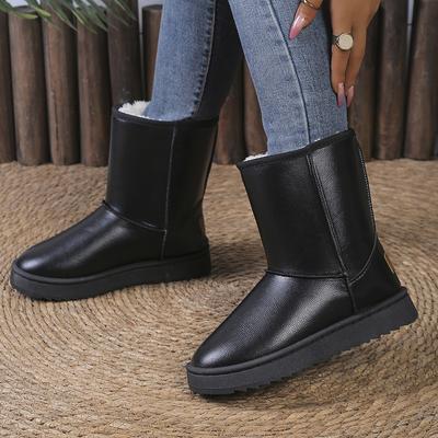 Водонепроницаемые платформенные зимние сапоги женские больших размеров 36-42, нескользящие сапоги до середины икры, женские удобные теплые зимние ботильоны с длинным плюшем