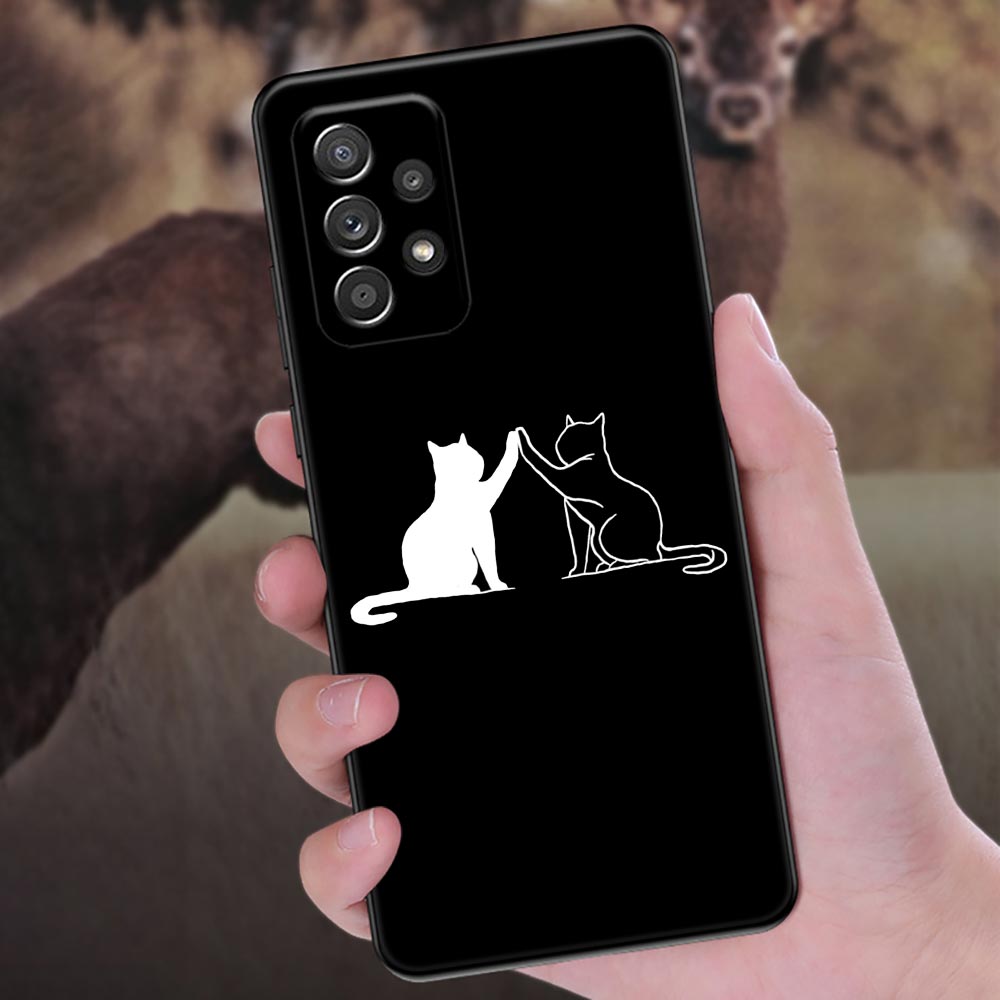 Забавный Милый Кот Лайн-Арт Чехол для Телефона Для Samsung Galaxy A57 A56 A37 A55 A36 A26 A54 A52 A35 A34 A25 A17 A16 A15 A07 A06 Мягкий Чехол