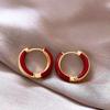 Elegant Hong Kong Style Drip Glaze S925 Silver Ear Hoops - Retro & Exquisite Design for Women