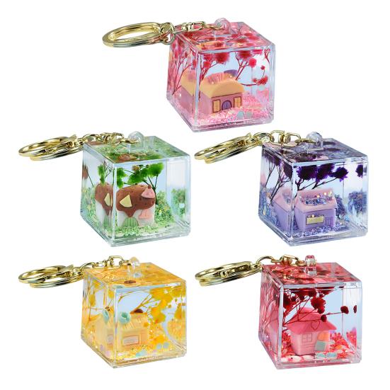 Брелок с песочной картиной, миниатюрная сказочная сцена, мини-прозрачный кубик, шарм для рюкзака, для сумок, ключей, кошелька, аксессуар