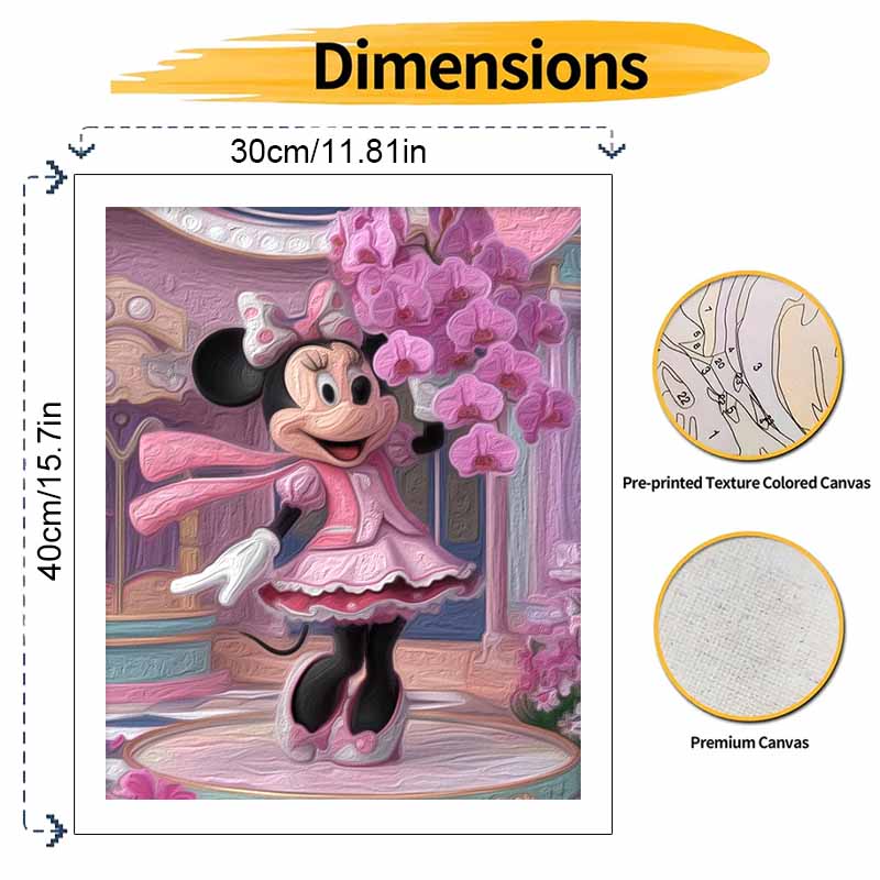 Disney Minnie Mouse Orchid Paint By Number Kit Drawing Canvas DIY Picture Home Decor Disney Art Craft Gift Wall Painting Decor Set