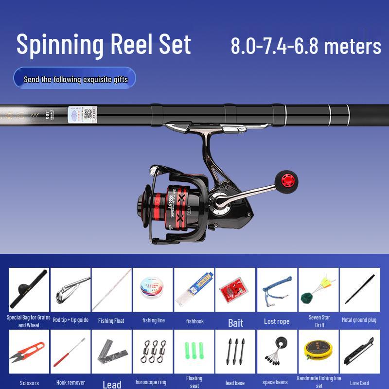 Super Hard 19-Tune Fishing Rod - Wheat & Corn Design, No-Cut Front-Casting, Lightweight Multi-Position Hand Rod Combo.