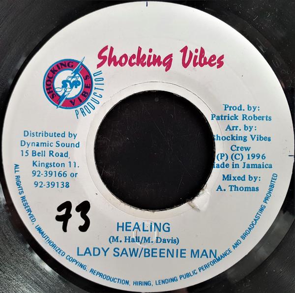 7-дюймовая пластинка LADY SAW BEENIE MAN Healing NONE Shocking Vibes 1996 Ямайка Регги Ска Даб Б/у