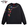 Charles Peach Heart Crayon Print Round Neck Sweatshirt