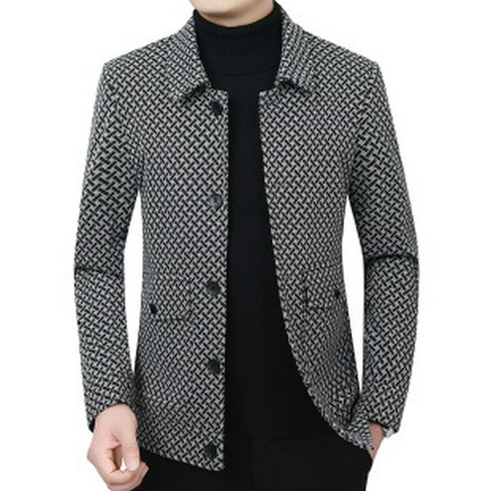 2026 Men's Woolen Stand Collar Jacket & Vest Set - Spring/Autumn Casual Solid Color Overcoat