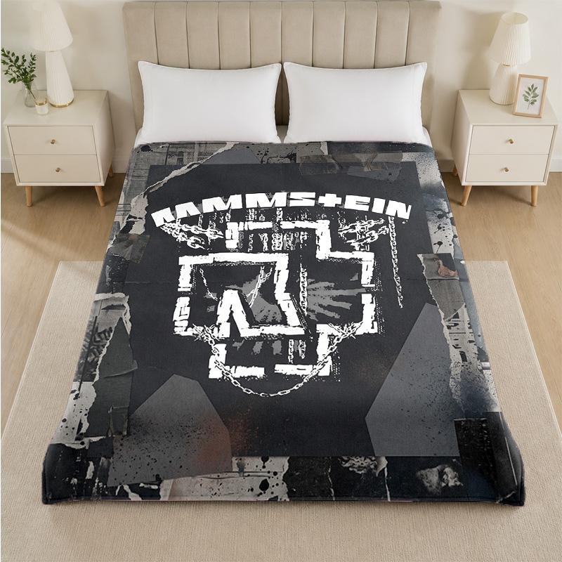 Rammstein Print Flannel Blanket Cozy Lightweight Plush Throw Blanket For Bed Sofa Household Use