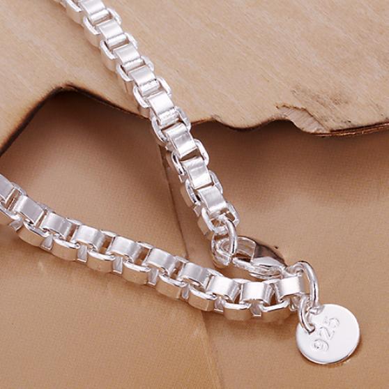 Unisex Fashion Simple Silver Plated Box Chain Bracelet Bangle Charm Jewelry MIT