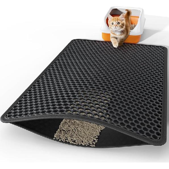 Cat Litter Mat - 23.2" x 14.6" Small Litter Box Mat with Double Layers, Urine-Proof and Non-Slip Litter Trapping Mat, Easy to Clean Kitty Litter Mats