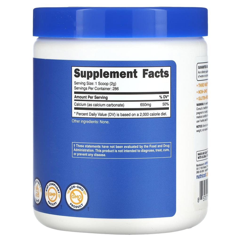 Nutricost Calcium Carbonate, Unflavored, 1.1 Lb (500 G)