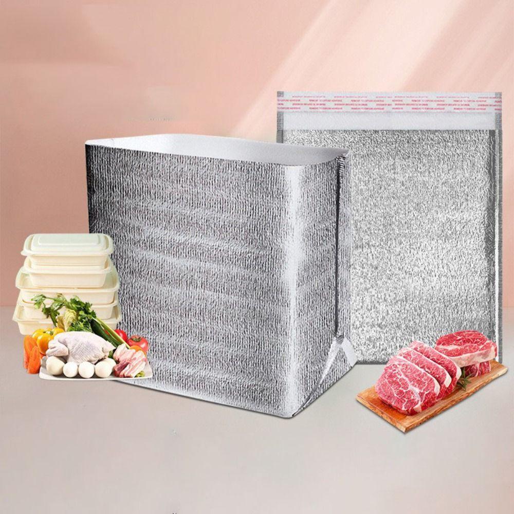 50pcs Reusable Thermal Bag Aluminum Foil Food Delivery Bag Insulation Bag Food Delivery