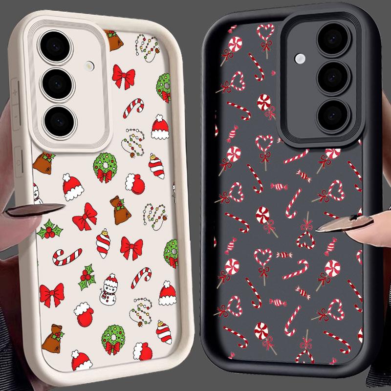 Чехол для телефона Samsung Galaxy S25 S24 S23 S22 S21 S20 FE Ultra Plus Note 20 с рождественской тематикой и изображением трости S25FE, противоударный чехол