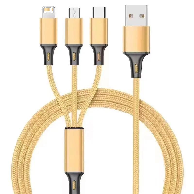 3 в 1 Micro USB Type C кабель для быстрой зарядки, многопортовый микрокабель для быстрой зарядки iPhone 16 15 14 XS Xiaomi Samsung USB C кабель