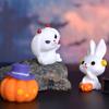Pumpkin Black Cat Halloween Rabbit Ghost Figurines Micro Figurine Ornaments  Garden Outdoor Decor